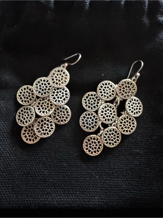 Lucky Brand Jewelry - Lucky Brand Silver-Tone Filigree Cluster Dangle Earrings